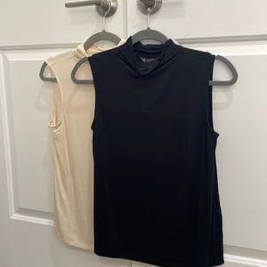 NWT! Ivory and black mock neck tanks . Size xs